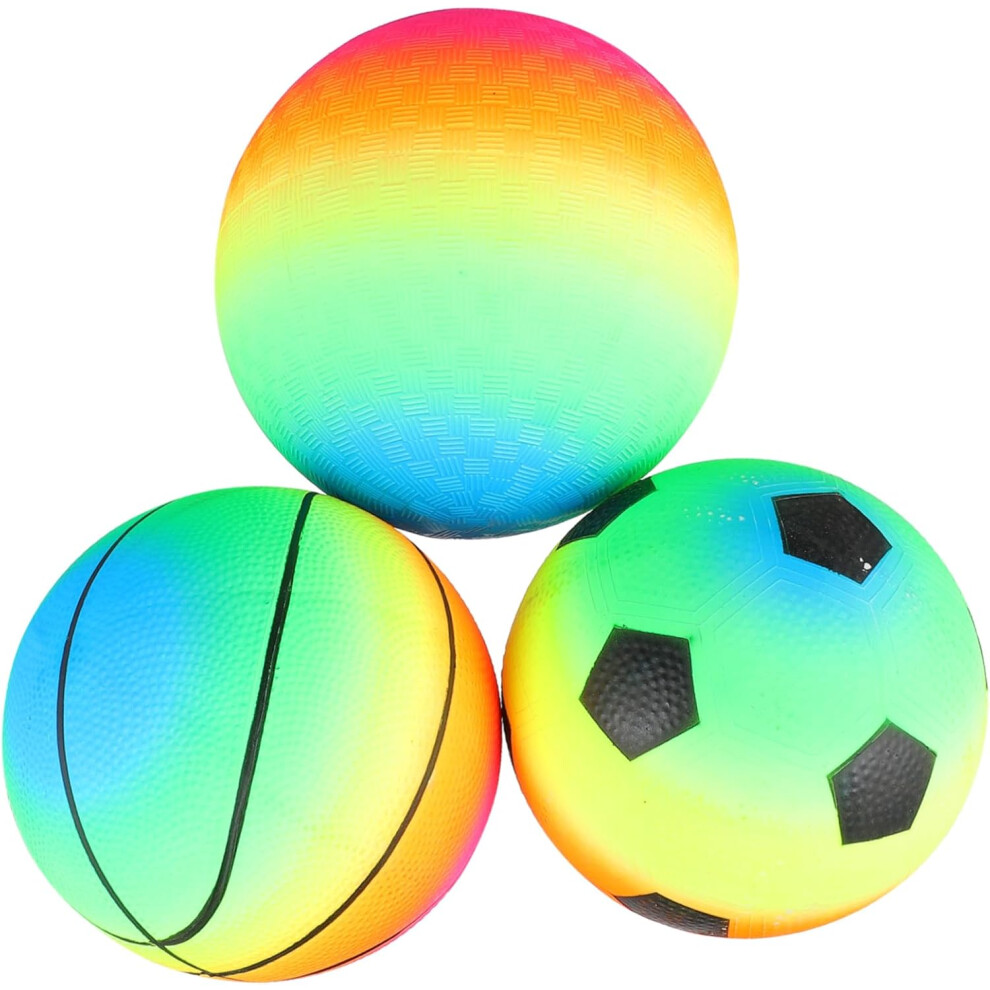 3 Pelotas Inflables De ArcoíRis Para NiñOs Y NiñAs Para Actividades Deportivas.-image