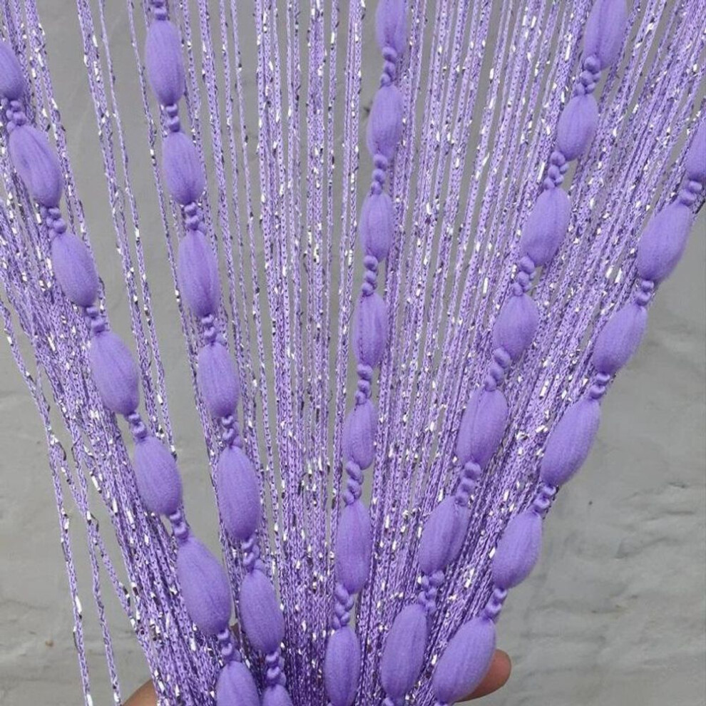 (purple) 2m X 1m Door String Curtains Door String Curtain Flat Ribbon Thread With Shaggy Tassel Room Divider Home Decor Sequin Curtain For Doorway