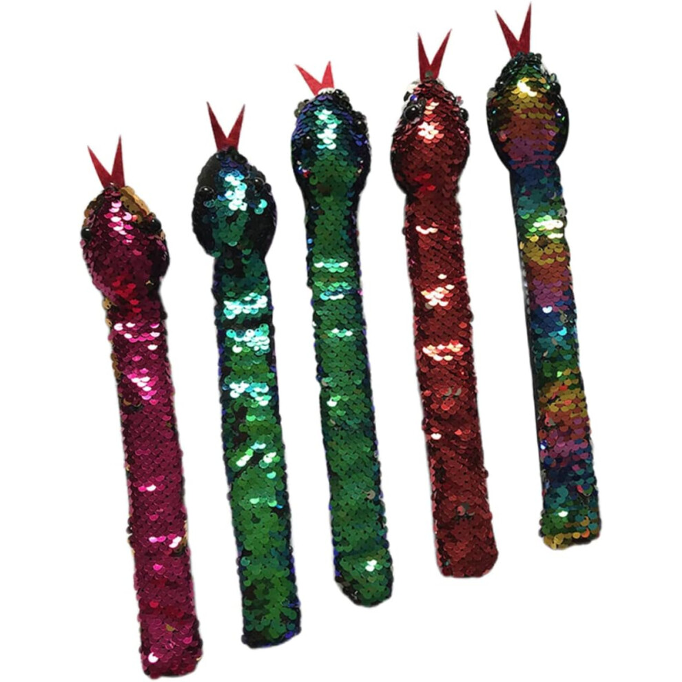 Juego De 5 Pulseras Circulares Con Lentejuelas Brillantes Y DiseñO De Serpiente, Juguetes Resistentes Para NiñOs Y NiñAs.-image