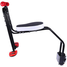 Asiento de bicicleta para niños y niñas, asiento de seguridad delantero eléctrico de desmontaje rápido con pedal y reposabrazos, color negro
