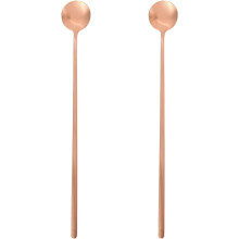 2 cucharas de acero inoxidable delicadas para mezclar café con mango largo.