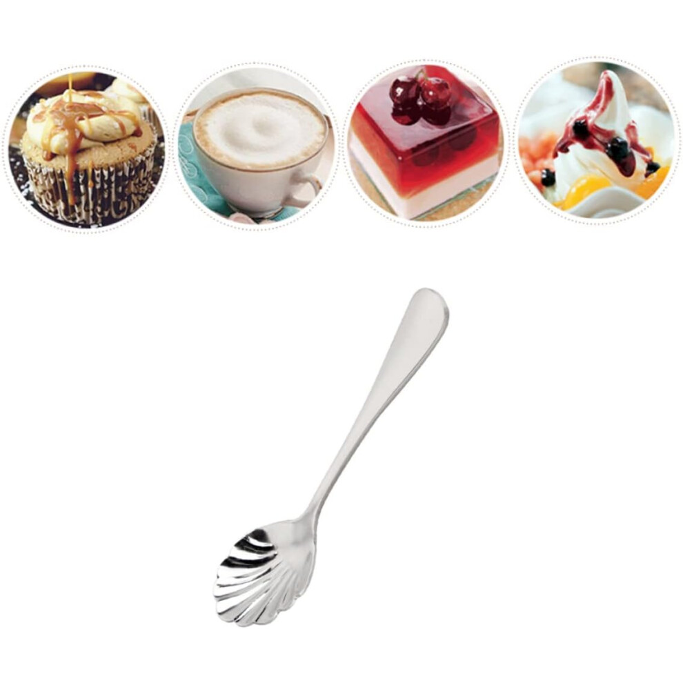 Cucharas De Acero Inoxidable Con DiseñO De Concha úNico Para Mezclar Postres Y Café.-image