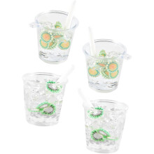 Juego de 4 mini tazas de jugo para casa de muñecas, accesorios de cocina de simulación