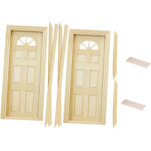 2 puertas de madera en miniatura para casa de muñecas, manualidades, juego de puertas en miniatura sin pintar