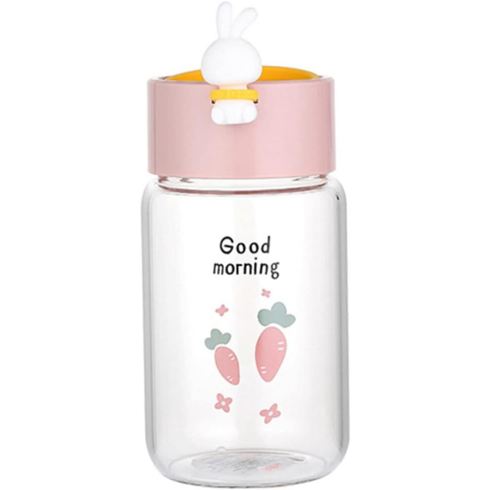 1 Botella De Agua De Vidrio Con DiseñO De Conejo De Dibujos Animados Para Beber Leche Y Agua, Ideal Para El Hogar Y La Escuela.-image