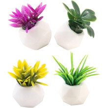 Bonsái simulado para casas en miniatura: paquete de 4 miniplantas decorativas para casas de muñecas. No requiere agua. Fácil de mantener.