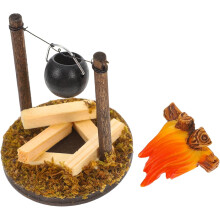 2 minimodelos de casa de muñecas, almohadilla térmica para barbacoa, decoración de la suerte, minidecoración