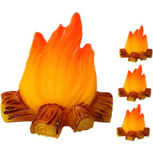 Paquete de 4 fogatas artificiales en miniatura para decoración de casa de muñecas, accesorios para el hogar y la oficina.