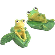 2 piezas de adornos de rana, mini rana, decoración del hogar, figurita de rana, decoración de rana de resina