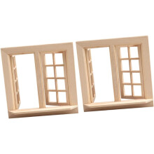 Casa de muñecas en miniatura de madera, 2 marcos de ventana en miniatura, decoración para entusiastas de las casas de muñecas.