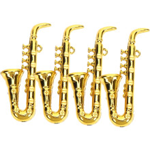 4 piezas de instrumentos musicales para casa de muñecas, mini saxofones, adornos para mini saxofón, mini saxofón