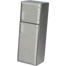 Mini refrigerador de madera a escala, modelo vintage, refrigerador de doble puerta, muebles