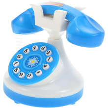 Teléfono en miniatura para simulación interactiva de teléfono vintage con cable para juegos de rol y educación temprana. Color azul ideal.
