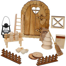 Kit de casa de muñecas en miniatura, modelo de puerta navideña, barandilla de ventana de casa en miniatura, juguete educativo