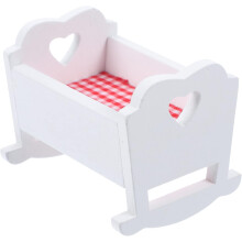 Muebles en miniatura para casa de muñecas, minicuna para muñeca bebé, minicama de madera, adorno de cuna en miniatura para decoración
