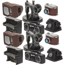 Mini electrodomésticos educativos para niños y niñas, 12 piezas de resina, accesorios para casa de muñecas