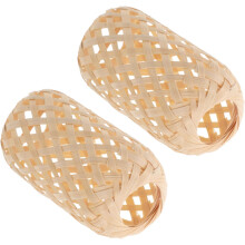 Protectores de bombillas de bambú tejidos a mano, 2 minifaroles para decoración vintage de hogar y boda.