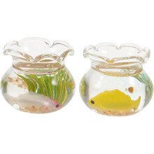 2 minicuencos para acuario en miniatura, escala 1:12, decoración para casas pequeñas, suministros para jardín, colores aleatorios.