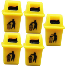5 cubos de basura en miniatura, modelo de casa de muñecas, clasificación de basura, mesa de arena, decoración.