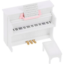 Mini piano para casa de muñecas, instrumento musical en miniatura, accesorios para casa de muñecas en miniatura, color blanco