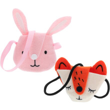 Juego de 2 adorables mini bolsos de hombro para muñecas con estampado animal para jugar y decorar.