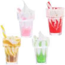 Accesorios de helado en miniatura para casa de muñecas, 4 piezas, minijuguetes de comida, modelos de helado en miniatura, colores aleatorios.