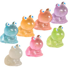 7 ranas animadas para decoración de habitación, figuras de conejo, lirios, mini cosas de rana, peluches, bonsái de baño en miniatura