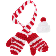Conjunto de gorro y bufanda de punto en miniatura para bebé, sombreros de muñeca DIY, accesorios decorativos navideños, decoración navideña