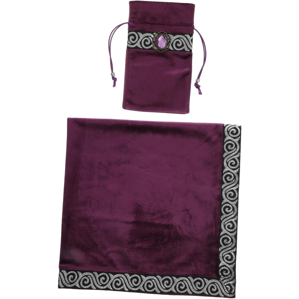 Elegante Mantel De Tarot De 66 X 66 Cm, De Terciopelo, Con Borde Plateado, Para AdivinacióN Y Escritorio.-image