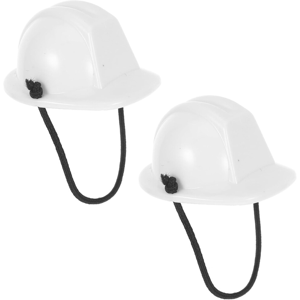2 Cascos De Seguridad Para Mascotas, Cuerda De Resorte, Mini Sombrero Artesanal Para Animales PequeñOs, MuñEcas, Juguetes De ConstruccióN.-image