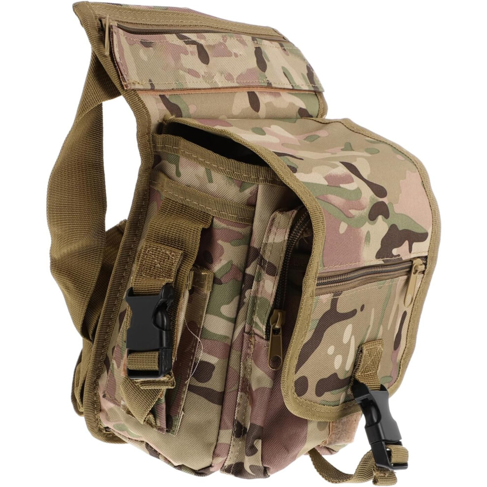 Bolsa De Muslo Multifuncional De Tela Oxford Para Senderismo, Deportes Al Aire Libre Y Ciclismo, Camuflaje Con Parche.-image