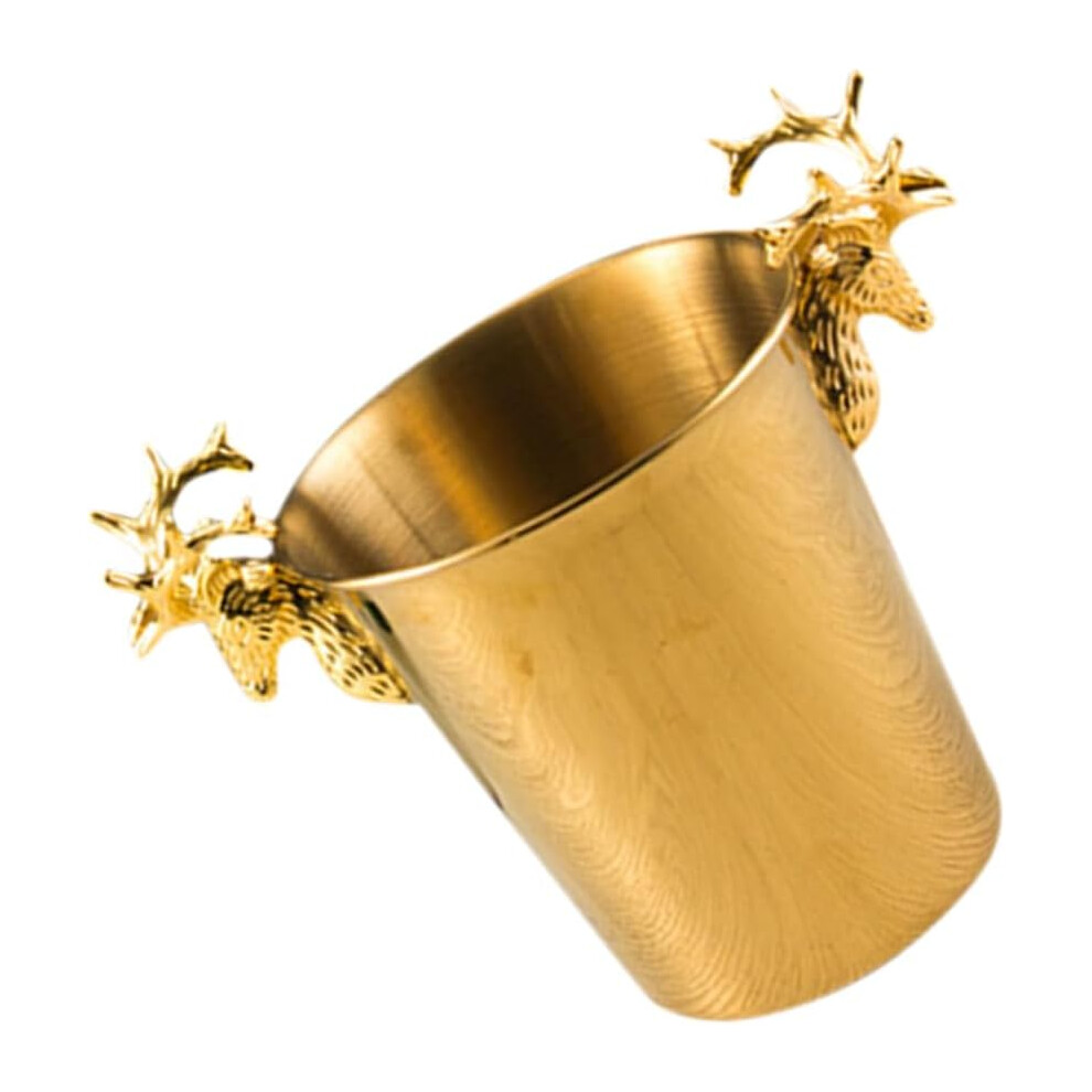 Cubitera Grande De 5 L Con DiseñO De Cabeza De Ciervo Dorada De Lujo Para Bar Y Restaurante-image