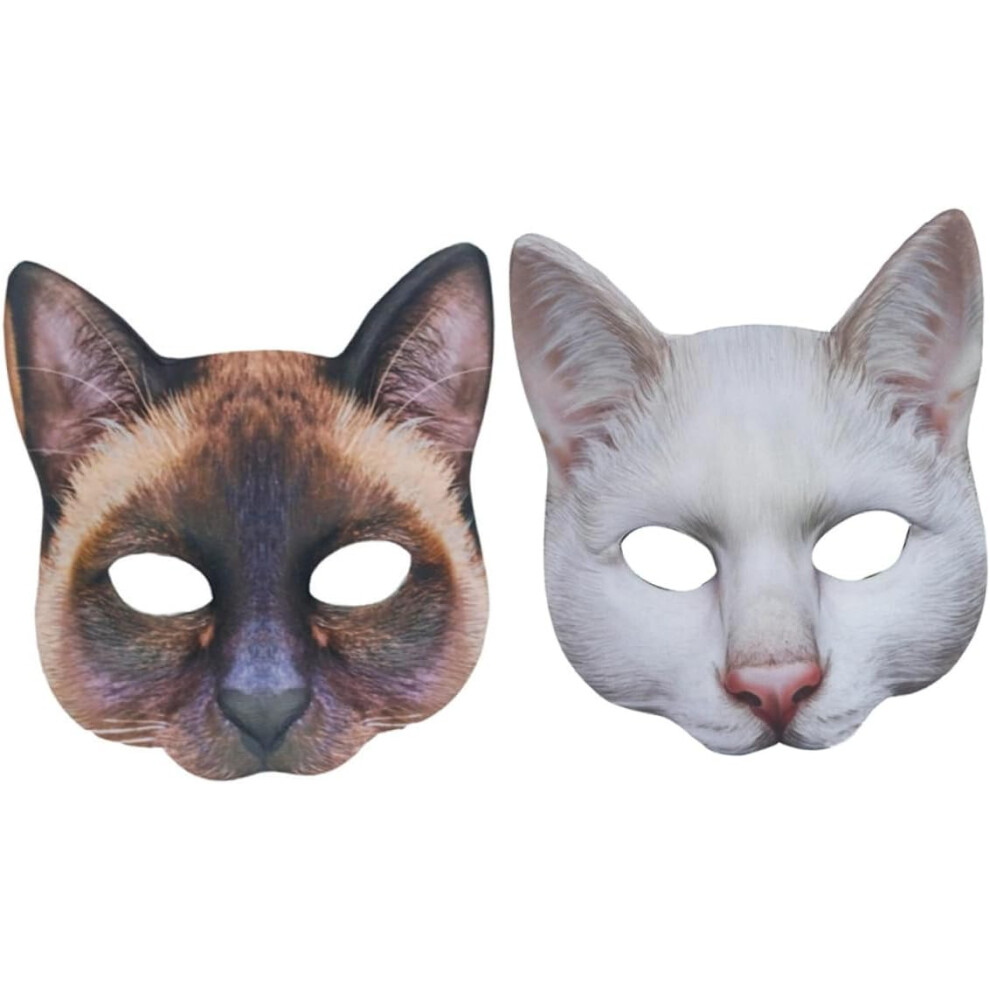 MáScaras De Gato Para Halloween Para Colorear (2 Piezas), MáScaras De Broma Aterradoras Con Cola, Sombreros Novedosos Para Adultos-image