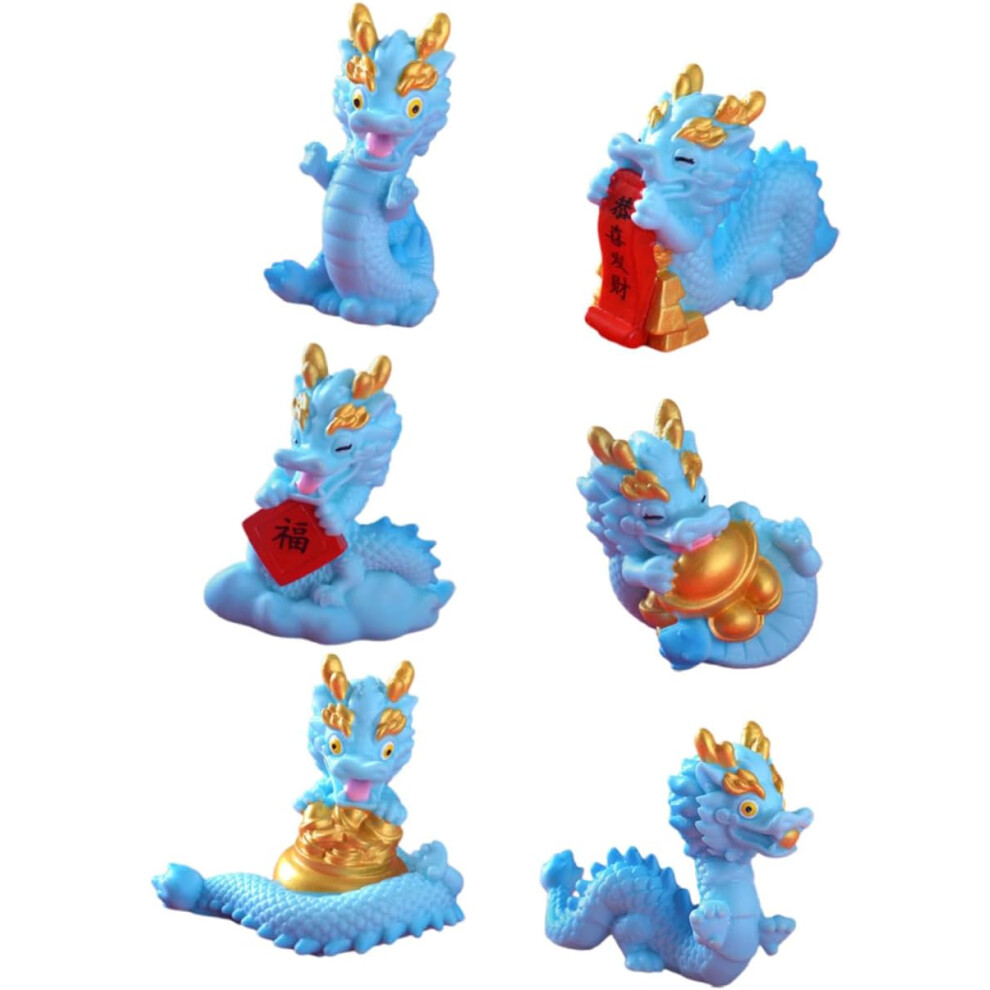 Figuras De Resina Realistas Para Manualidades, 6 Piezas, Estatuas De DragóN De Resina, DecoracióN De DragóN Decorativa Para Gabinete-image