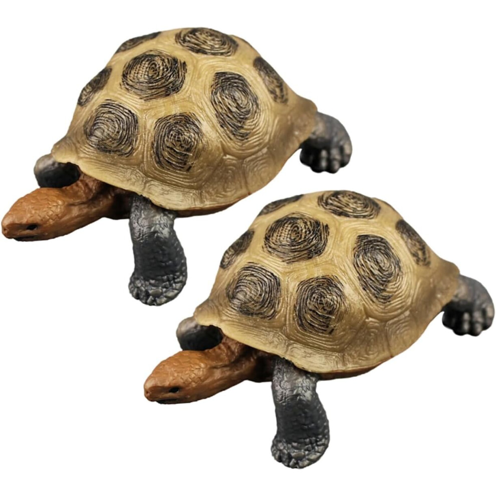 Bonitas Estatuas De Tortuga, 2 Piezas, Modelos De Tortuga En Miniatura De Pvc Para DecoracióN De Escritorio Y HabitacióN.-image