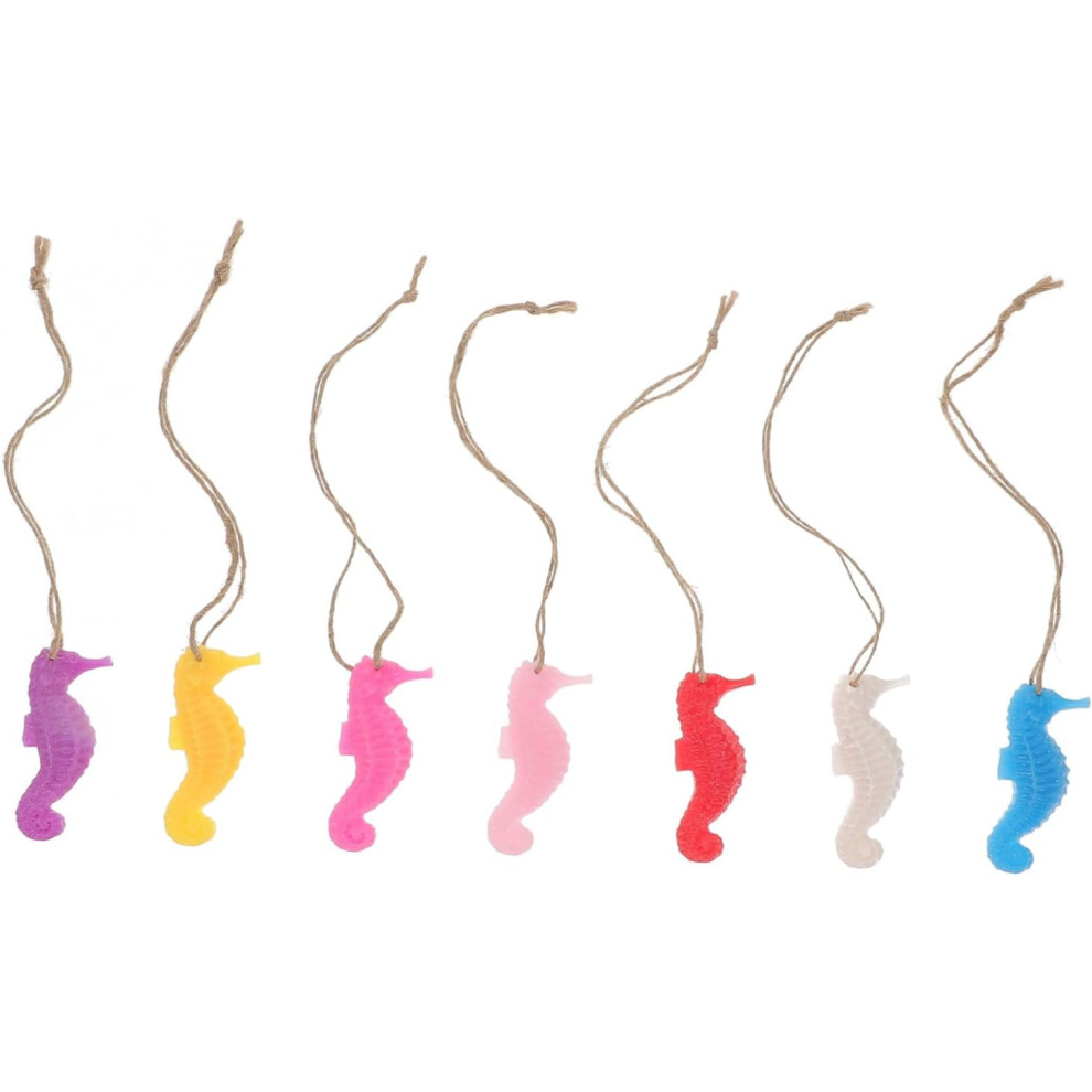 Paquete De 7 Adornos De Caballito De Mar MediterráNeo, DecoracióN Realista Para Pecera, Colgante De Caballito De Mar Con Cuerda Para El Hogar.-image