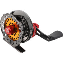 Carrete de pesca profesional con mango de baitcasting, para pesca en hielo, caña de señuelo, construcción metálica, ligero y portátil, 1 unidad