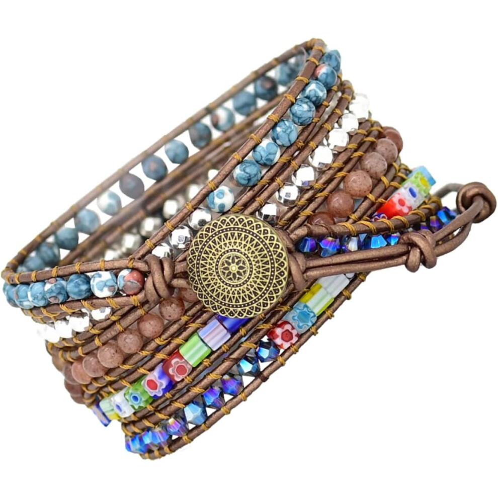 Correa De Reloj Con Cuentas úNica Para 2 Estilos De Pulsera De Cuero, Ajuste CóModo Y Aspecto Moderno.-image