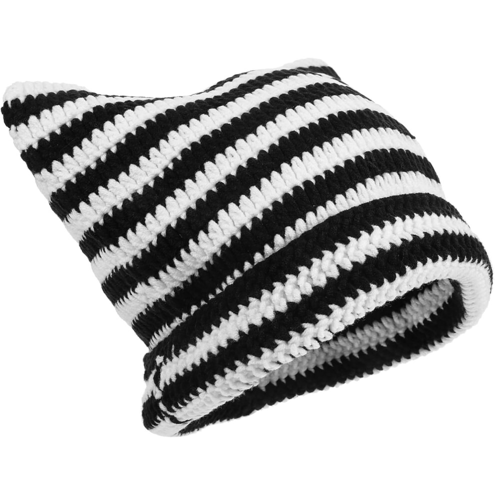 Gorro De Punto CáLido, Gorro De Punto Unisex, Gorro De Punto A Rayas De Gato, Gorro De Punto EláStico CóModo-image