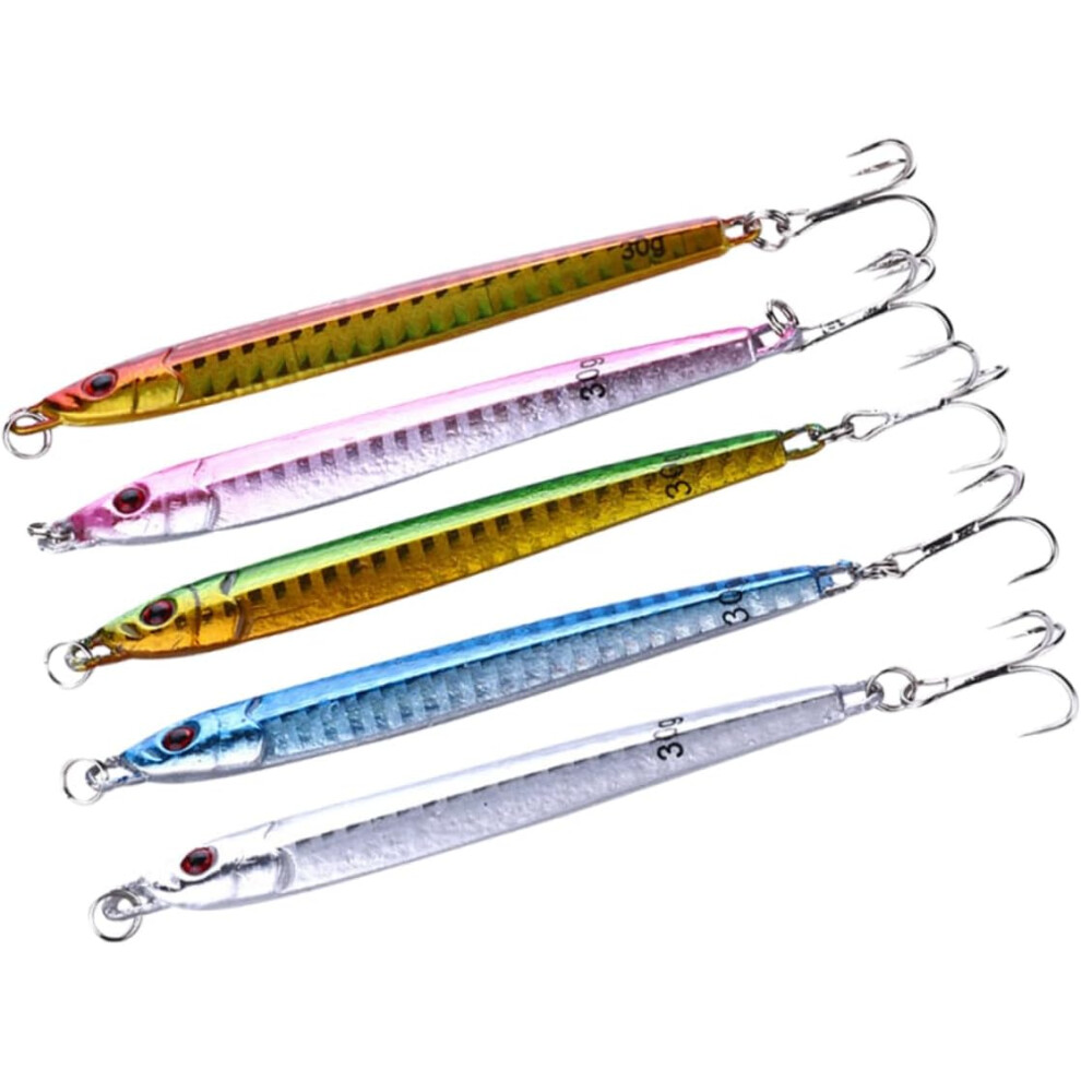 Suministros Para Pesca Al Aire Libre, 5 SeñUelos, Cebos, Anzuelos Triples, Colores Aleatorios.-image