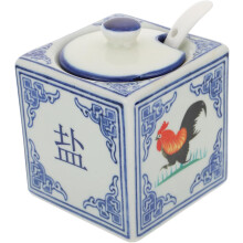 Tarro de sal para cocina, tarro de cerámica con diseño de gallo, I Am Willow Home Kitchenware