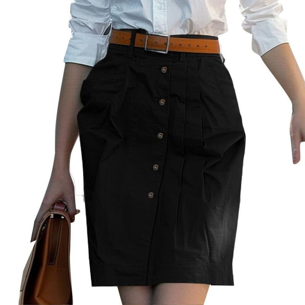 (S, black) Zanzea Women Casual Solid Color Summer Short Skirts
