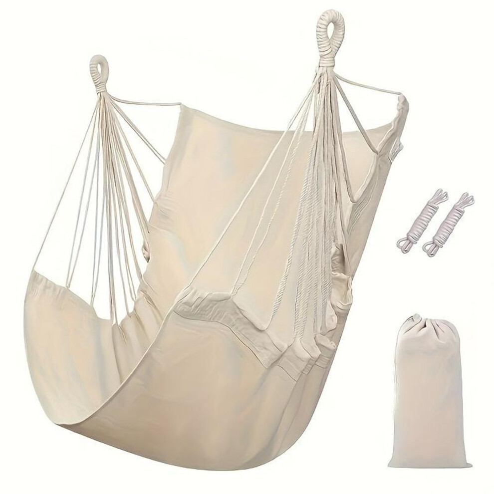 (white) Leisure Fabric Hammock Chair Outdoor Swing Chair Hammock Dormitory Hammock Chair Anti Rollover Hammock With Storage Bag