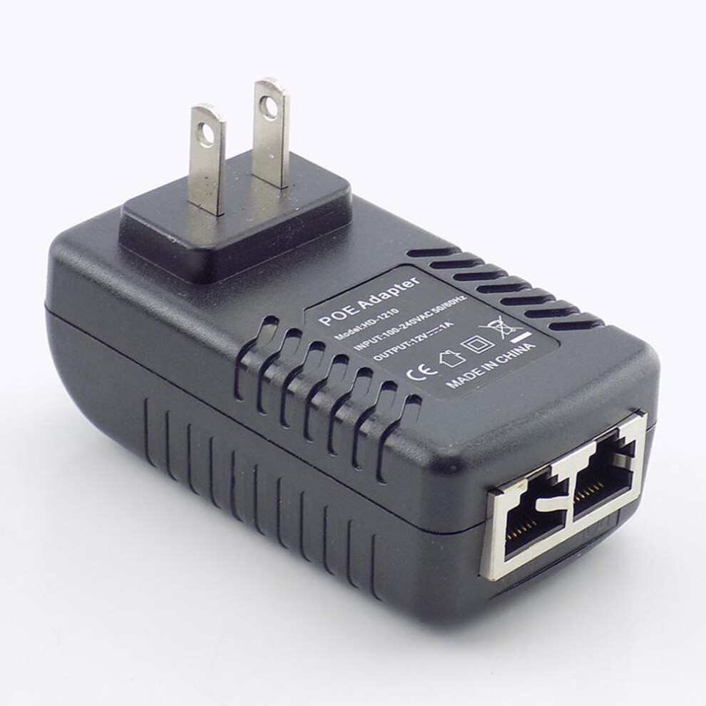 (US plug) 12V 1A POE Adapter Injector Switch Power Supply Wireless Ethernet Adapter For IP Camera CCTV US EU Plug