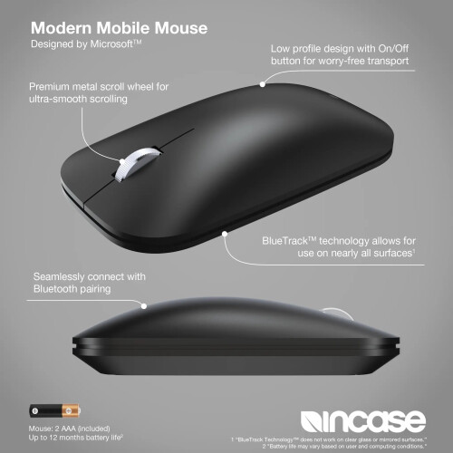 Mouse mobile moderno - Incase - KTF-00083 - Bluetooth - Ambidestro - Nero 2