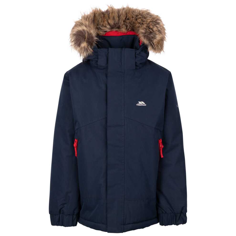 (7-8 Years, Navy) Trespass Kids Waterproof Padded Jacket Hood Wyald
