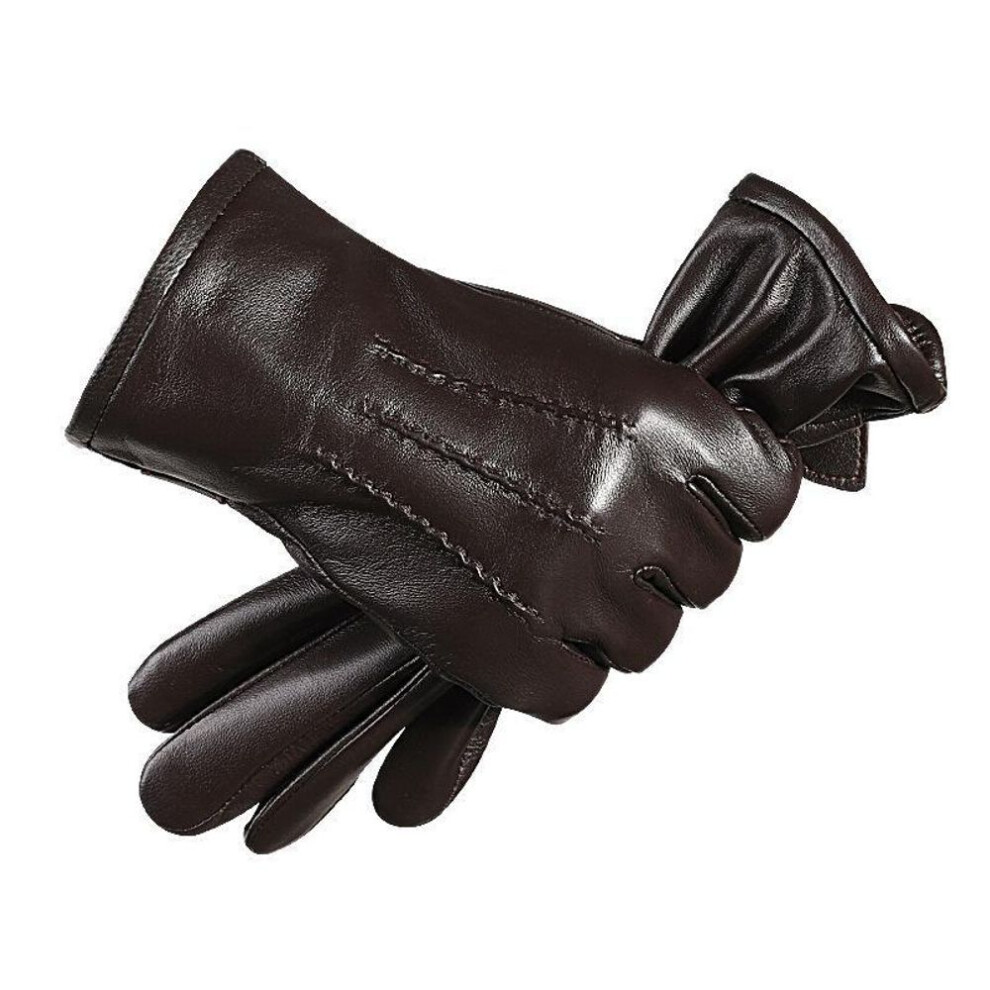 (coffee, DP21GOLOVEJOY, M) Men's Genuine Leather Gloves: Warm, Velvet-lined, Windproof, Waterproof, Touchscreen, Sheepskin, Ideal For Riding And Driving - Dp20
