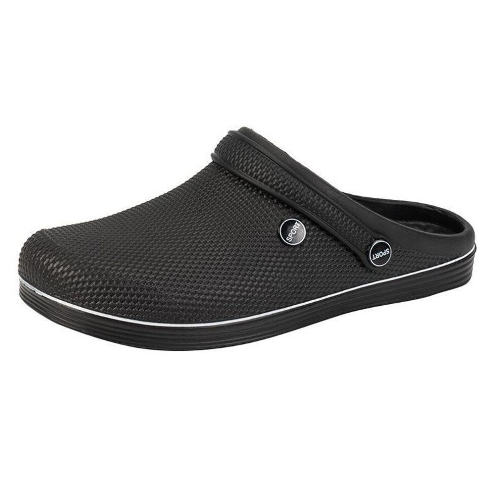 (black, 44) Men's Large Slip-resistant Closed-toe Outdoor Sandals - Thick-soled, Trendy Summer Two-way Wear Slippers