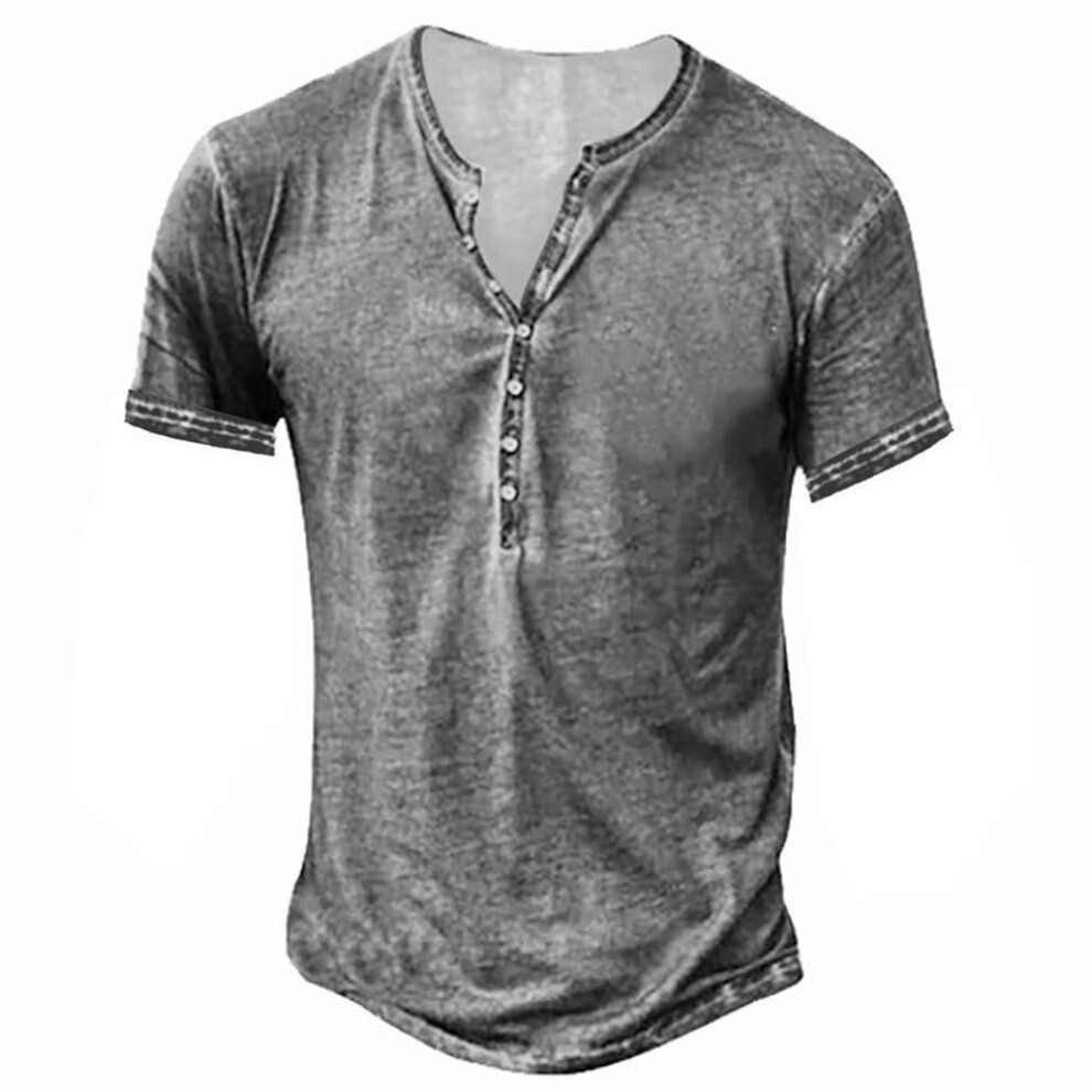 (light grey, M) 2024 New Retro V-neck Men's Fashion Casual Short Sleeve Cardigan