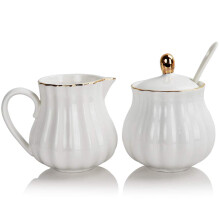 Sweejar Royal Ceramic Sugar and Creamer Set 3 stykker s?t med fl?de kande sukker sk?l sukker s?t med l?g og ske kaffe servering s?t bryllupsgave